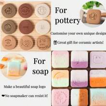 1 PC 4cm Custom Clay Stamp, Initial Ceramic Stamp With Wooden Handle, Custom Soap Stamp In Brass, Personalized Signature Brass Stamp For Pottery - Multicolor - View 4