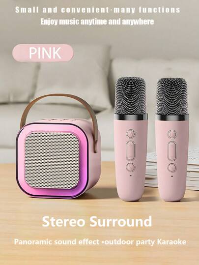 带无线麦克风的便携式无线卡拉 OK 扬声器、HlFl 立体声 KTV 扬声器系统、带 RGB 彩色 LED 灯的无线扬声器、改进的声音、适合户外、运动、旅行的卡拉 OK 机、家庭聚会的最佳礼物、生日礼物