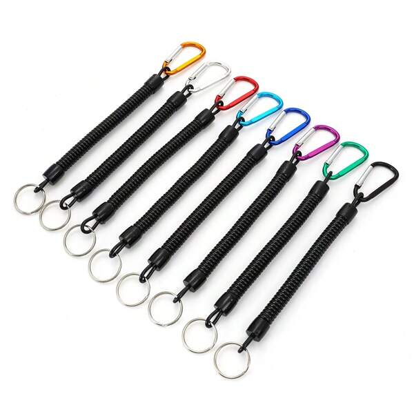 1 Set Of 2 Multi-Functional Wrist Lanyards, Suitable For Fishing, Hiking, Outdoor Sports, Anti-Drop Spring Rope, Fishing Tackle Accessories (Color Random)