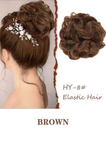 凌乱波浪发髻假发，合成发髻马尾辫接发黑色棕色金色红色发髻发片，适合女士弹性发髻 - 彩色 - 查看 17