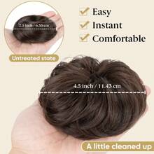 Messy Bun Hair Piece Curly Hair Bun Extensions With Straight Tails Hair Scrunchies Ponytail Hairpieces For Women