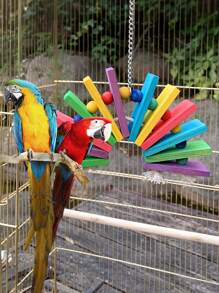 1 pieza Juguete de mordida con forma de abanico y colores de loro, escalera giratoria oscilante, suministros educativos para aves, accesorios para jaula de pájaros, juguete para loros (toda la combinación de accesorios es de color aleatorio)