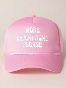 1pc bedrukte "More Champagne Please" Cord Mesh Baseball Cap, Verstelbare Outdoor Zonbescherming Casual Hoed Voor Lente Herfst Reizen Strandvakantie, Y2K Stijl Voor Jongvolwassenen