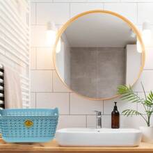 paquete de 2 canastas organizadoras chicas tipo mitril organizador multiuso cestas almacenamiento plástico resistente fácil limpieza home office cocina baño acabado elegante diseño compacto - Azul - Ver 9