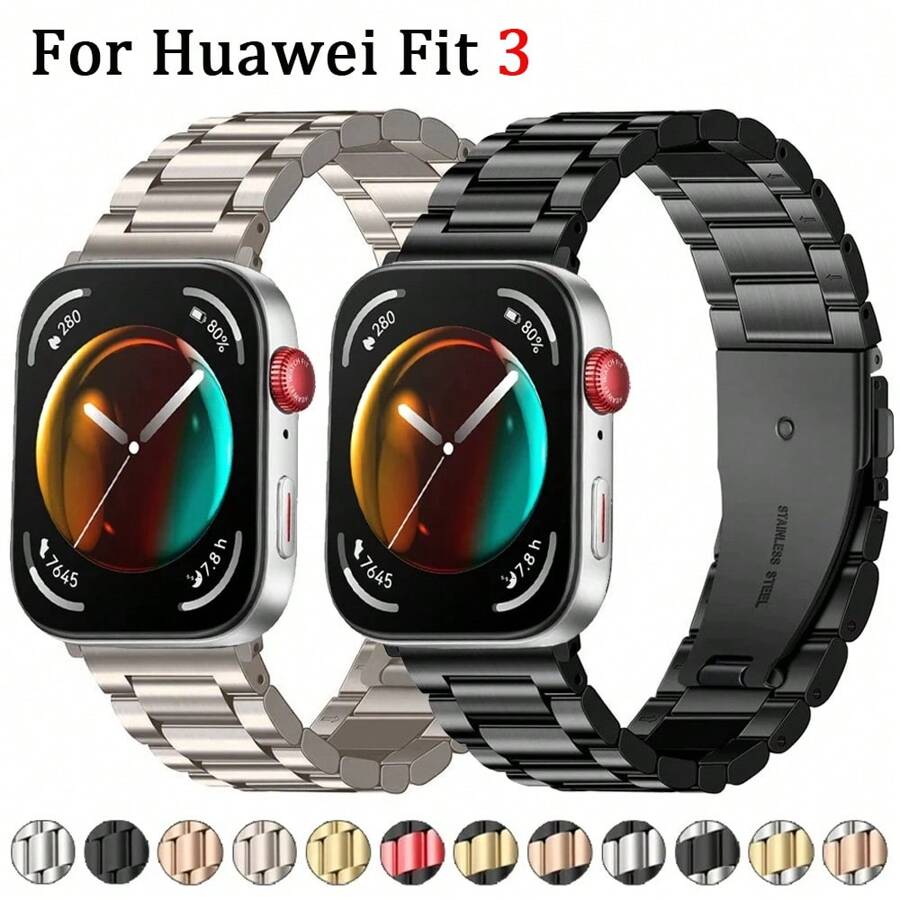 不锈钢表带与华为 Watch Fit 3 兼容 手链 金属表带替换腕带与华为 Watch Fit3 兼容 Corrreas - Huawei Fit3 - 查看 1
