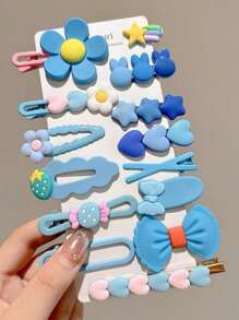 14pcs Kids Princess Cartoon Bow Hair Clips, Cute High-Quality Butterfly Hair Clips For Girls, No Card Paper Packaging