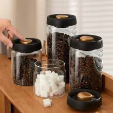 1 Peça Pote Hermético de Grãos de Café, Frasco de Vidro Borossilicato de Alta Qualidade a Vácuo à Prova de Umidade, Adequado para Armazenar Grãos de Café e Cereais, Mantendo Frescor e Aroma, De Volta às Aulas