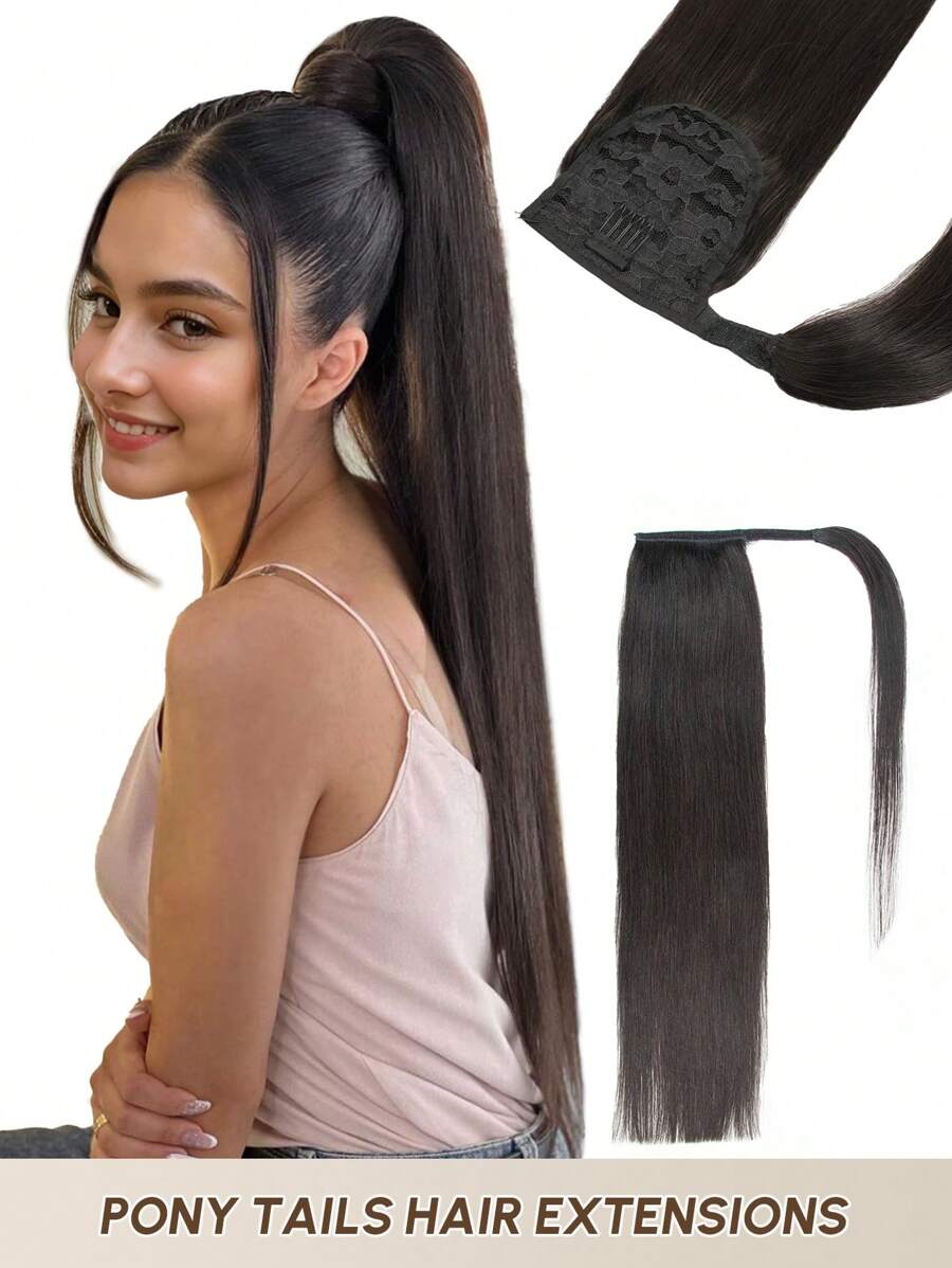 Tóc nối dài thẳng màu tự nhiên, kiểu kẹp, tiện lợi để sử dụng hàng ngày. - S1B - Xem 1