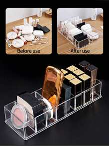 1 pièce Organisateur cosmétique de bureau en acrylique transparent pour palette de poudre compacte, boîte de rangement à tiroir anti-poussière, présentoir pour outils de maquillage