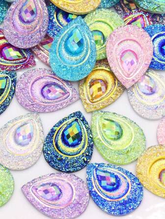 30 件/包大号泪珠树脂孔雀尾亮片，18*25 毫米眼形树脂钻石，AB 树脂水晶，适用于 DIY 舞蹈服装