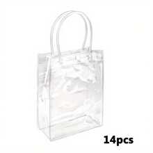 14 Pieces PVC Plastic Clear Gift Bags, 7.87X 5.91X 2.76 Inches Tote Bag For Boutique Wedding Birthday Party Jewelry Display And Packaging Supplies