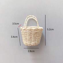 1pc Mini Geweven Mand Poppenrekwisiet, Kleine Handgemaakte Papieren Rotan Mand, Decoratieve Meubel Accessoire Pop