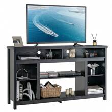 Homasis 58'' TV Stand Entertainment Console Center W/ Adjustable Open Shelves Up To 65''