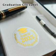36/60/120pcs Graduation Stickers, Class Of 2025 Congratulations Graduates, Gold Foil Graduation Labels, For Hats, Gift Bags, Gift Boxes, Packaging Bags, Envelopes, Cards, Party Favors, Graduation Stickers, Graduation Labels, Graduation Party, Back To School - Multicolor - View 3