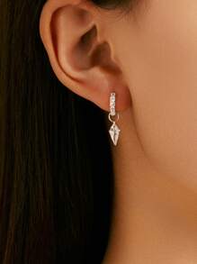 MODIAN 925 纯银菱形闪亮 CZ 环状耳环 女士镀铂金防过敏精美珠宝