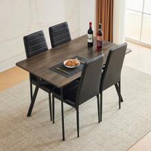 5 PC Dining Set / Wood Top Table / 4 Chairs Kitchen Table Living Room Furniture