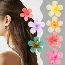 1 Stück/6 Stück blumenmusterhafte, süße und elegante Haarklammern aus buntem ABS-Kunststoff für Frauen, Candy-farbene Haraccessoires wie Haarklammern, Haarklammern, Haarklammern, Haarklemmen, Haarklammern