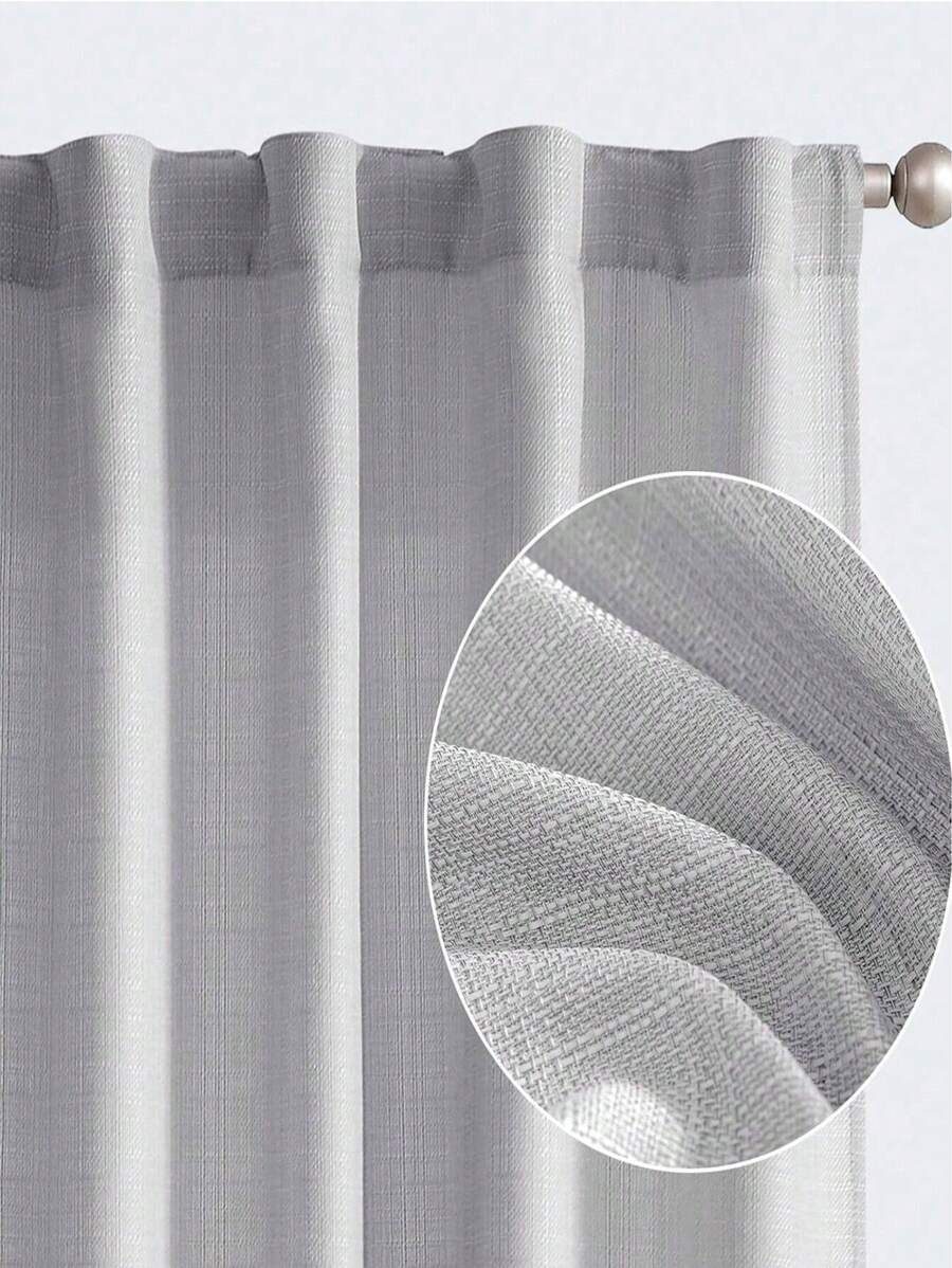 1pc Linen Modern Linen Voile Curtain - Japanese Linen Style, Rod Pocket Design, Suitable For Living Room And Bedroom - Sheer And Light Filtering Curtain, Living Room Curtain, Bedroom Curtain