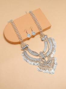 con diseño de disco Collar & Pendientes