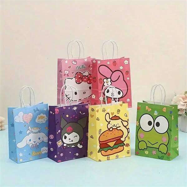Sanrio Sanrio Hello Kitty And Friends Party Gift Bag - Cute Cartoon Paper Gift And Candy Tote Bag For Birthday Decoration And Storage.