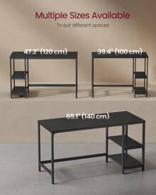 VASAGLE Computer Desk, Office Desk, 100 X 50 X 76 Cm, Modern Style, For Study, Bedroom, Living Room, Ebony Black - 黑色 - 查看 5