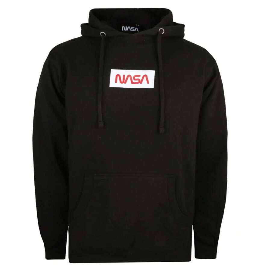 NASA Mens Box Logo Hoodie (Black) - Black - View 1