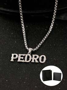 1pc Children's Customized Letter Name Necklace, Thick Chain Chain, Square Faux Pearl Pendant, Stainless Steel Bold Nameplate Necklace Personalized Jewelry Party Anniversary Gift Children's Party Children Wear Jewelry Necklace, Simple And Atmospheric, Holiday Gifts Versatile Clothes,Letter,Engraved,Ornamental,Exquisite,Stylish,Modern,Custom,Personalised,Unique,Customized,Baby Gifts,Ideal Gifts For Him,Ideal Gifts For Her,Son,Daughter