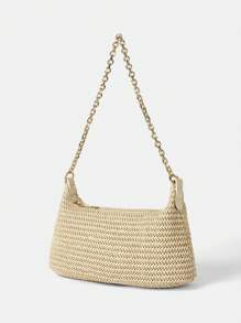 New Fashion Thin Chain Bohemian Style Braided Baguette Shoulder Bag Suitable For Daily Leisure Vacation Shopping With Clothing , Bohemian Outfit For Women - 米色 - 查看 7
