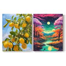 1/2 件数字绘画柠檬树数字着色绘画套装油画颜料成人手工工艺品 40X50 厘米/16x20 英寸无框架