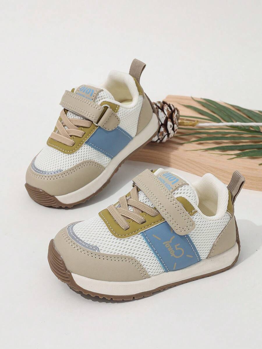 1 Pair Colorful Infant Sports Shoes, Breathable Fabric Baby Toddler Walking Shoes, Soft-Soled Crawling Shoes - Khaki - View 1