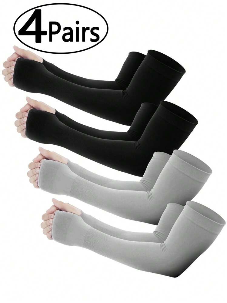 4Pairs/1Pair Beister UV Protection Cooling Arm Sleeves, Women Men Summer Outdoor Sunblock Arm Cover With Thumb Hole Sun Sleeves For Men UV Protection - A - View 14