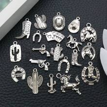 20 chiếc Mặt dây chuyền hình ngựa xương rồng bằng hợp kim Western Cowboy Mặt dây chuyền hình giày cao bồi cổ điển Vật dụng thủ công cho vòng tay, vòng cổ, đồ trang sức tự làm - Màu Bạc Cổ - Xem 7