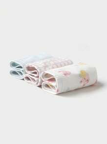 Balabala 女孩內衣，3件裝抗菌平角短褲 - 紅藍色調 - 查看 3