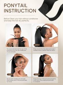 Extensões de Cabelo Rabo de Cavalo, Cabelo Humano Clipe em Rabo de Cavalo para Uso Diário, Fácil de Usar, Extensão de Rabo de Cavalo para Mulheres, Cor Natural, Liso, Longo, Envolve o Rabo de Cavalo