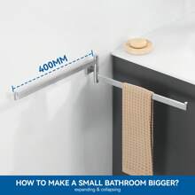 Towel Holder, Double Swivel Towel Rail, Bath Towel Holder, 40 Cm Stainless Steel Double Towel Holder, Bathroom Towel Stand Black