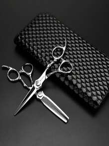 6-Inch Professional Haircutting Scissor Set, Including Straight Shears, Teeth Shears, And Thinning Shears, Hairdressing Salon Tool Kits - Multicolor - View 6