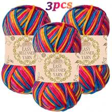 3 Bundles 5-Ply Gradient Color Acrylic & Wool Blended Yarn, Suitable For DIY Crochet And Knitting Sweaters, Scarves, Hats, 50g*3