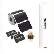 120pcs Reusable Waterproof Black Wave Pattern Labels/Stickers, Suitable For Kitchen Food Storage Containers, Jars, Spices, Food, Includes 1pc White Chalk Marker Pen For Mason Jars, Party Decor, Craft Room, Wedding, Storage, Glass Bottles, Home Kitchen - Multicolor - View 15