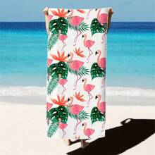 1pc Oversized Flamingo Printed Beach Towel, Extra Large Ultra Soft Quick Dry Beach Blanket - Skin-Friendly And Portable, Suitable For Fun Trips, Yoga, Picnics And Pool Parties