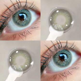 1 par gröna mjuka färgade kontaktlinser, 1 år, engångsbruk, 2 st högkvalitativa kontaktlinser