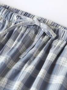 3 pièces/set Short de détente d'été confortable pour hommes, taille élastique réglable, imprimé à carreaux, avec poches, convient comme vêtement de nuit ou décontracté