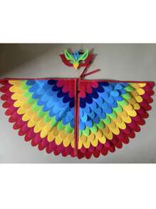 1PC Bird-Wings-Costume For Kids Dress Up, Felt Feathered Festive Attire Set - Felt Non-Woven Fabric Masks And Wing Sets For Hummingbirds, Phoenixes, Hawks, Green Parrots, Costume Hallowen Party, Bird-Costume-Peacock-Wings For Kids With Bird, Gift For Girl Boys, Interactive Game, Party Game, Holiday Accessory