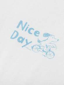 Balabala 2026春夏款男童字母印花插肩袖上衣和条纹裤睡衣套装 - 藍色調 - 查看 6