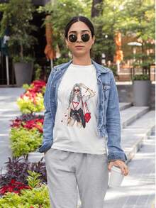 PLAYERA ESTAMPADA PARA MUJER​  COMODIDAD Y ESTILO EN UNA PRENDA - Blanco - Ver 1