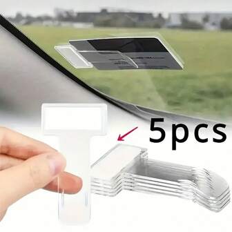 1/5 Pieces/Set Clear View Car Storage Clip, Transparent Plastic Ticket Receipt - Self-Adhesive Dashboard Storage Clip, Car Owner Card, Strong Adhesion