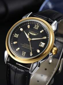LONGLUX 1 pièce Montre mécanique automatique imperméable pour homme, cadran lumineux, bracelet  d'affaires