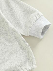 Infant Little Girls Boys Romper Rugby Letters Print Round Neck Long Sleeve Jumpsuits Spring Autumn One-Piece Clothes - White - View 4