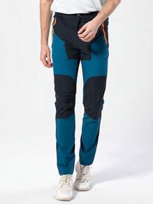 Outdoor Sports Elastic Quick-Dry Pants For Men, Lightweight Breathable Fabric, Water-Resistant Design For Hiking, Running - Navy Blue - View 3