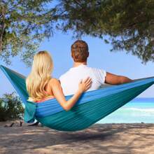 2 Person Camping Hammock, 3 Meters Long X 2m Wide (300*200cm), Includes 2 X 2.5m Tree Straps, 2 Heavy Duty Stainless Steel Carabiners, And 1 Storage Bag, 8 Loops Per Tree Strap, Portable Hammock Made Of 210T Parachute Fabric. Double Hammock, Easy To Install, Suitable For Camping, Beach, Hiking, Outdoor