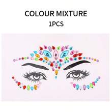 1pc/6pcs Rhinestone Face Stickers Crystal Face Stickers Show Party Masquerade Ball Oktoberfest Cosmetic Products Glue Free Decorative Stickers, Rhinestone Facial Tattoo Sticker For Party, Face Jewels Festival Makeup Eve Jewels Stick On Rhinestone For Face, Hair, Body, Eye